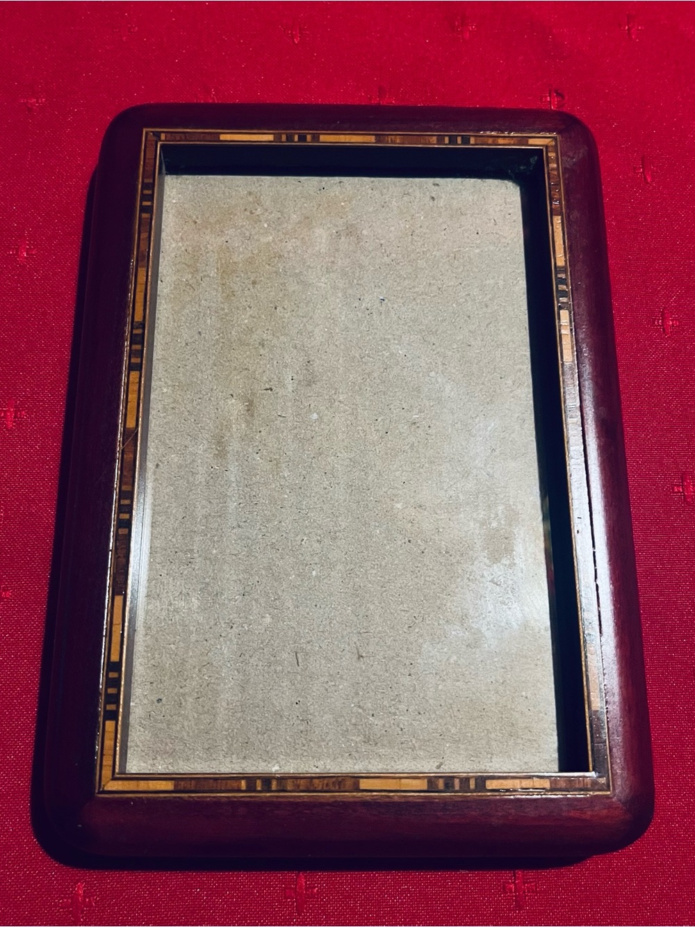 Vintage Wood Inlaid Picture Frame in Dark Brown